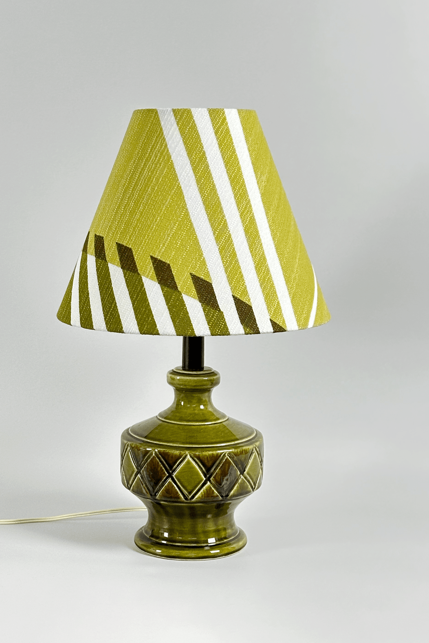 Sage Aura - Classic Empire Handmade Lampshade in Authentic 70s Fabric - Mid - Century Modern inspired handmade Lampshade by Retro Duo.