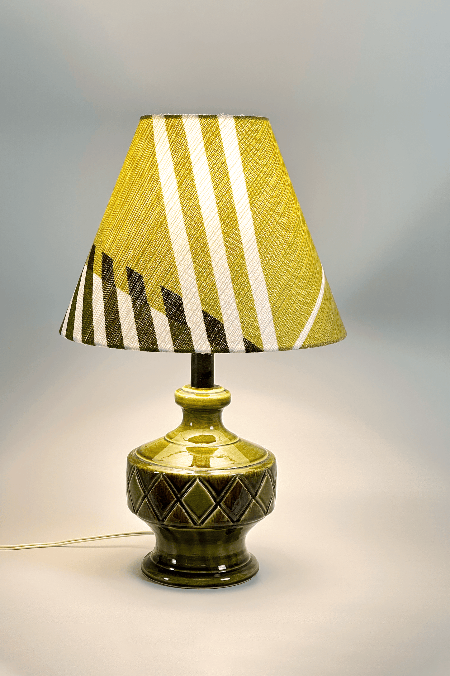 Sage Aura - Classic Empire Handmade Lampshade in Authentic 70s Fabric - Mid - Century Modern inspired handmade Lampshade by Retro Duo.