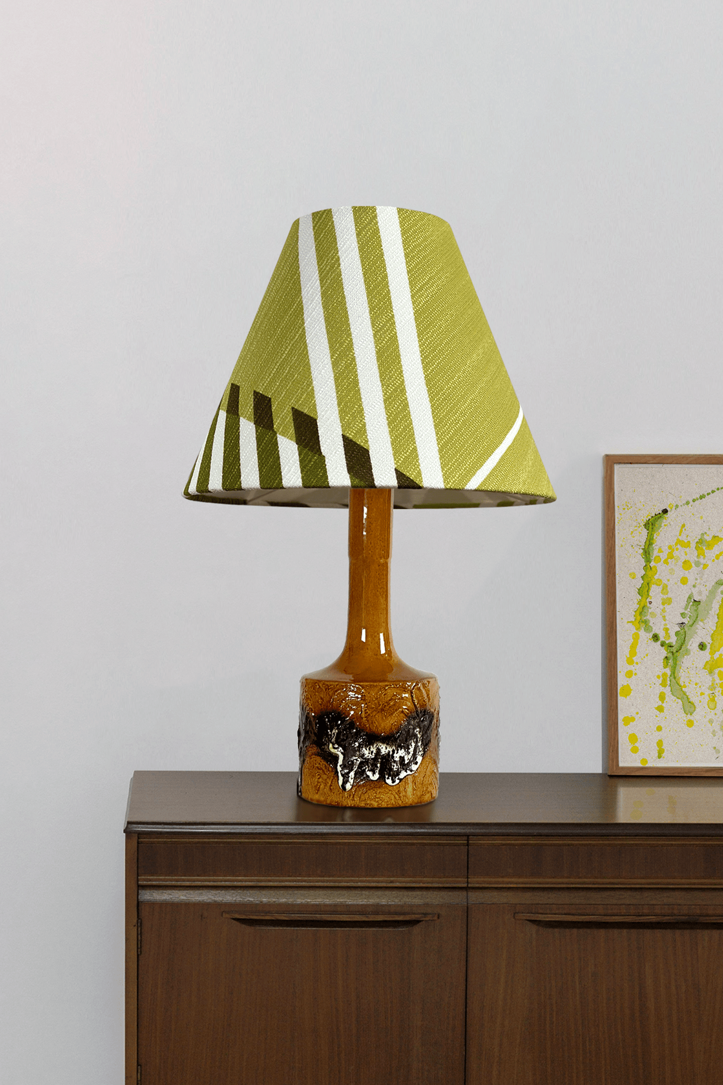 Sage Aura - Classic Empire Handmade Lampshade in Authentic 70s Fabric - Mid - Century Modern inspired handmade Lampshade by Retro Duo.