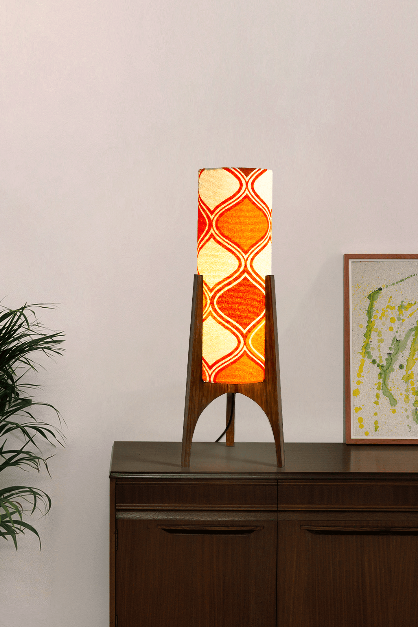 Sunburst Citrus - Vintage Fabric | Archie Rocket Table Lamp - Mid - Century Modern inspired handmade Table Lamp by Retro Duo.