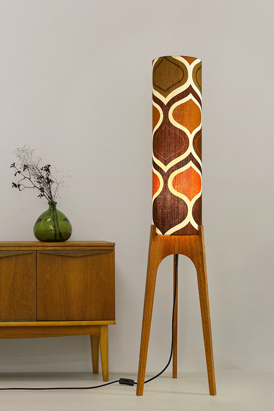 The Sunburst Edit - Vintage Fabric Archie Rocket Floor Lamp is a playful nod to the geometric patterns of the 1970s. Available in Tangerine and Mustard