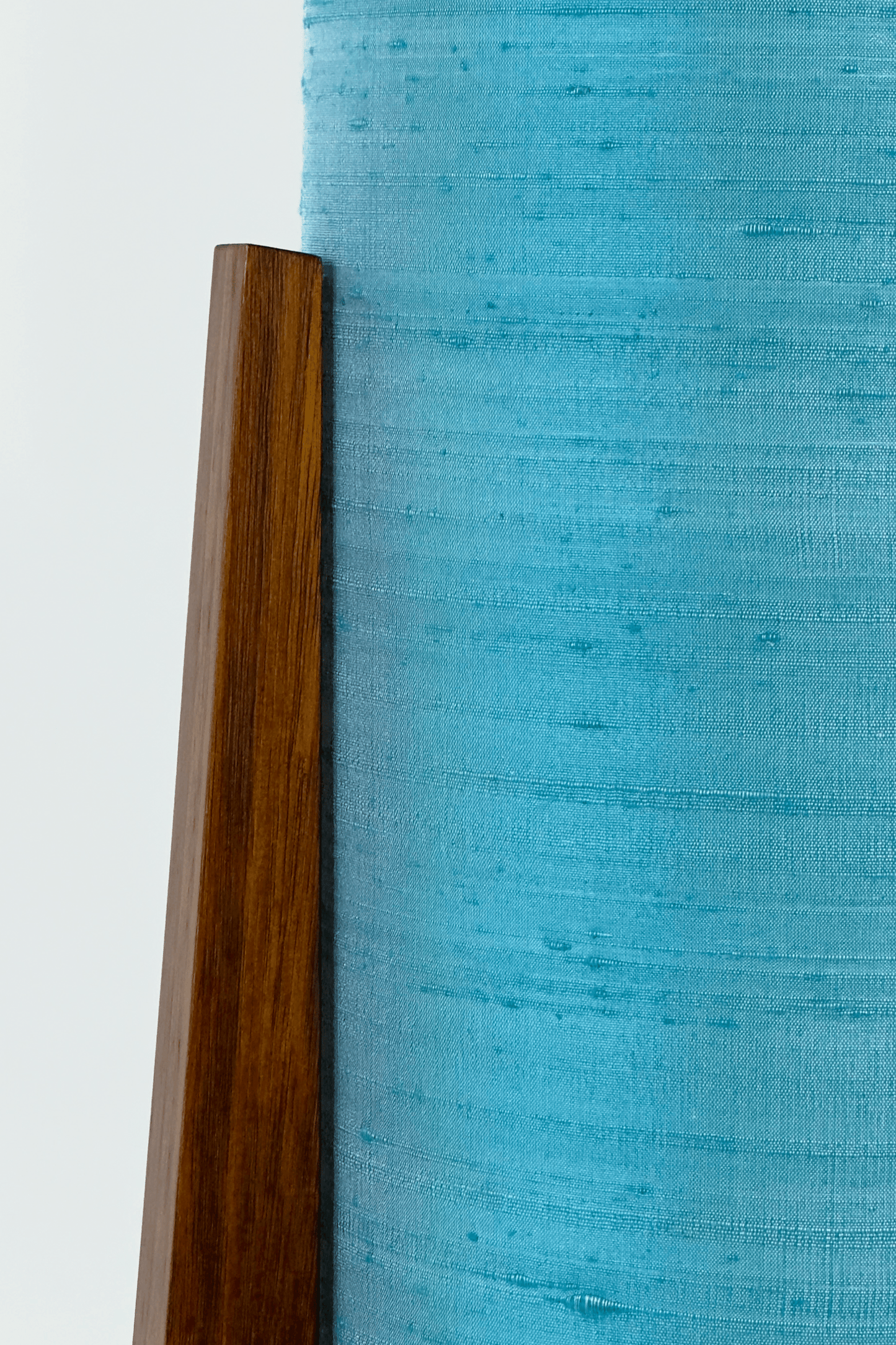 Wooden Rocket Floor Lamp with 
Turquoise / Teal Blue cylindrical handmade lampshade with premium raw silk