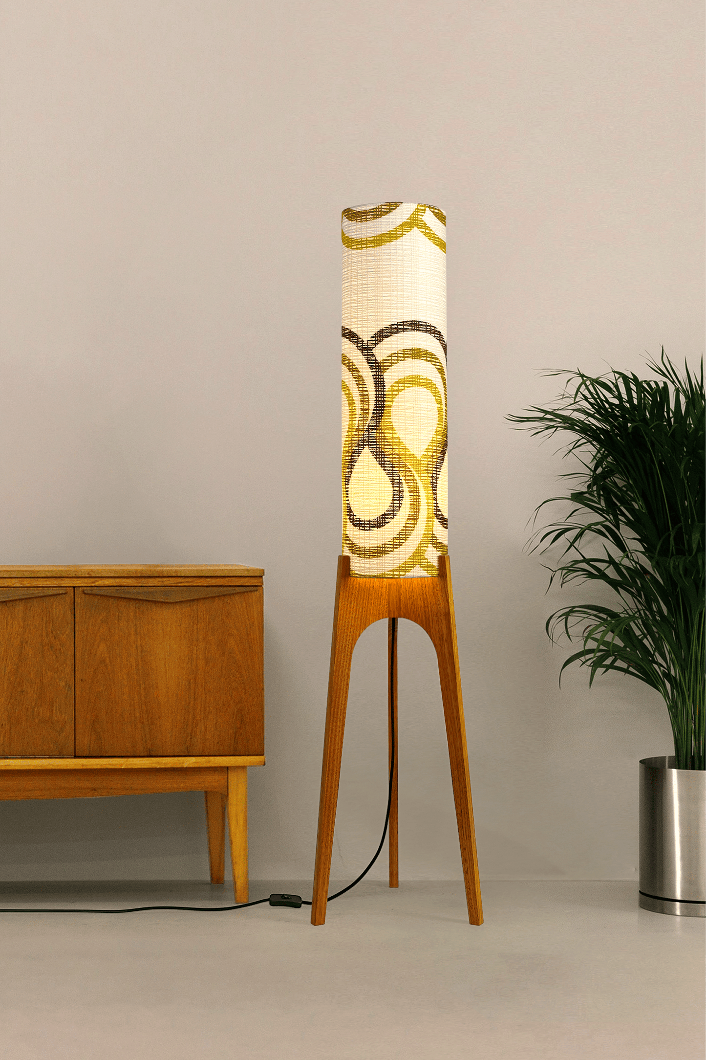 Zola - Vintage Fabric | Archie Rocket Floor Lamp - Mid - Century Modern inspired handmade Floor Lamp by Retro Duo.
