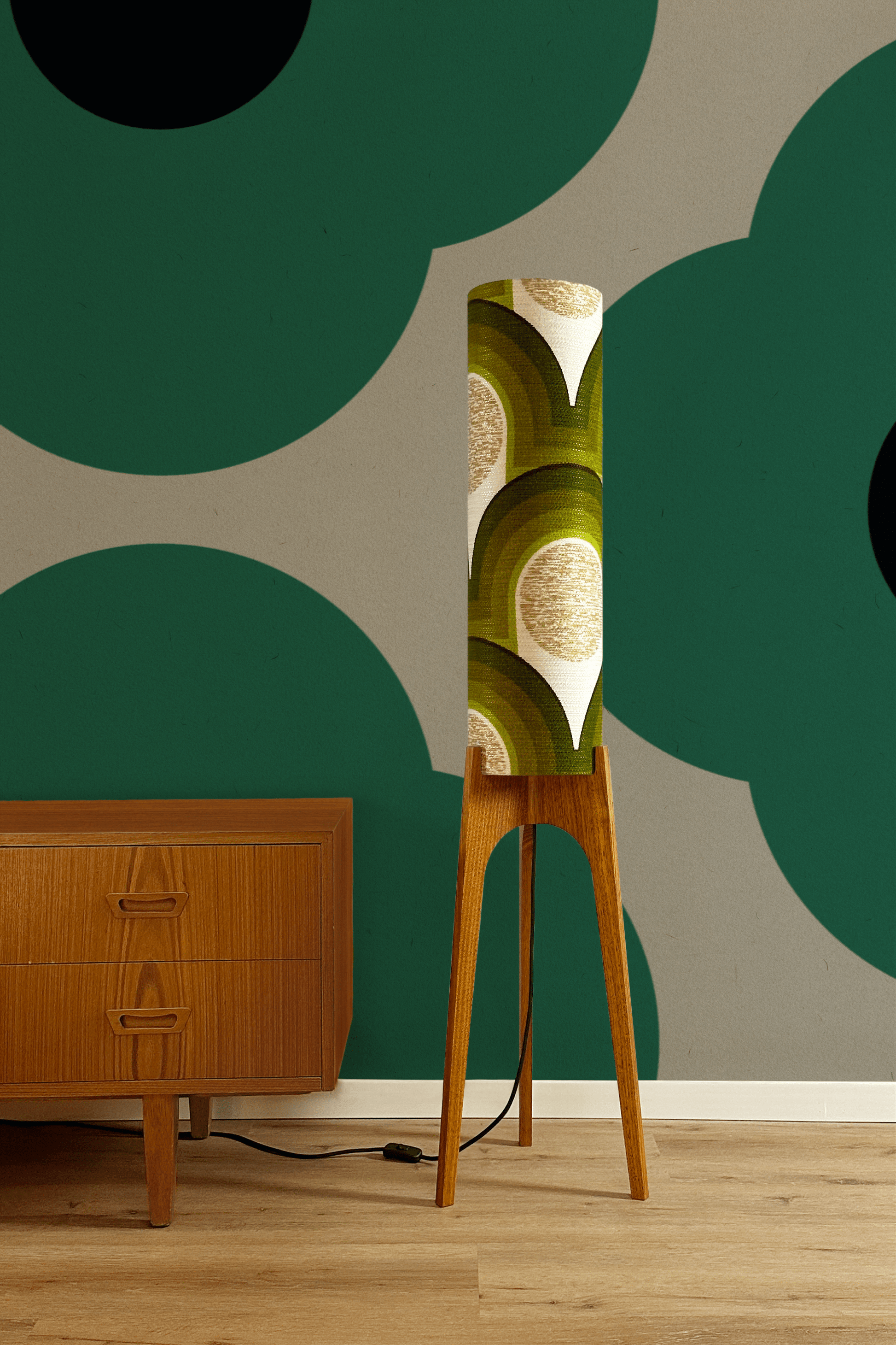 Asher - Vintage Fabric | Archie Rocket Floor Lamp - Mid - Century Modern inspired handmade Floor Lamp by Retro Duo.