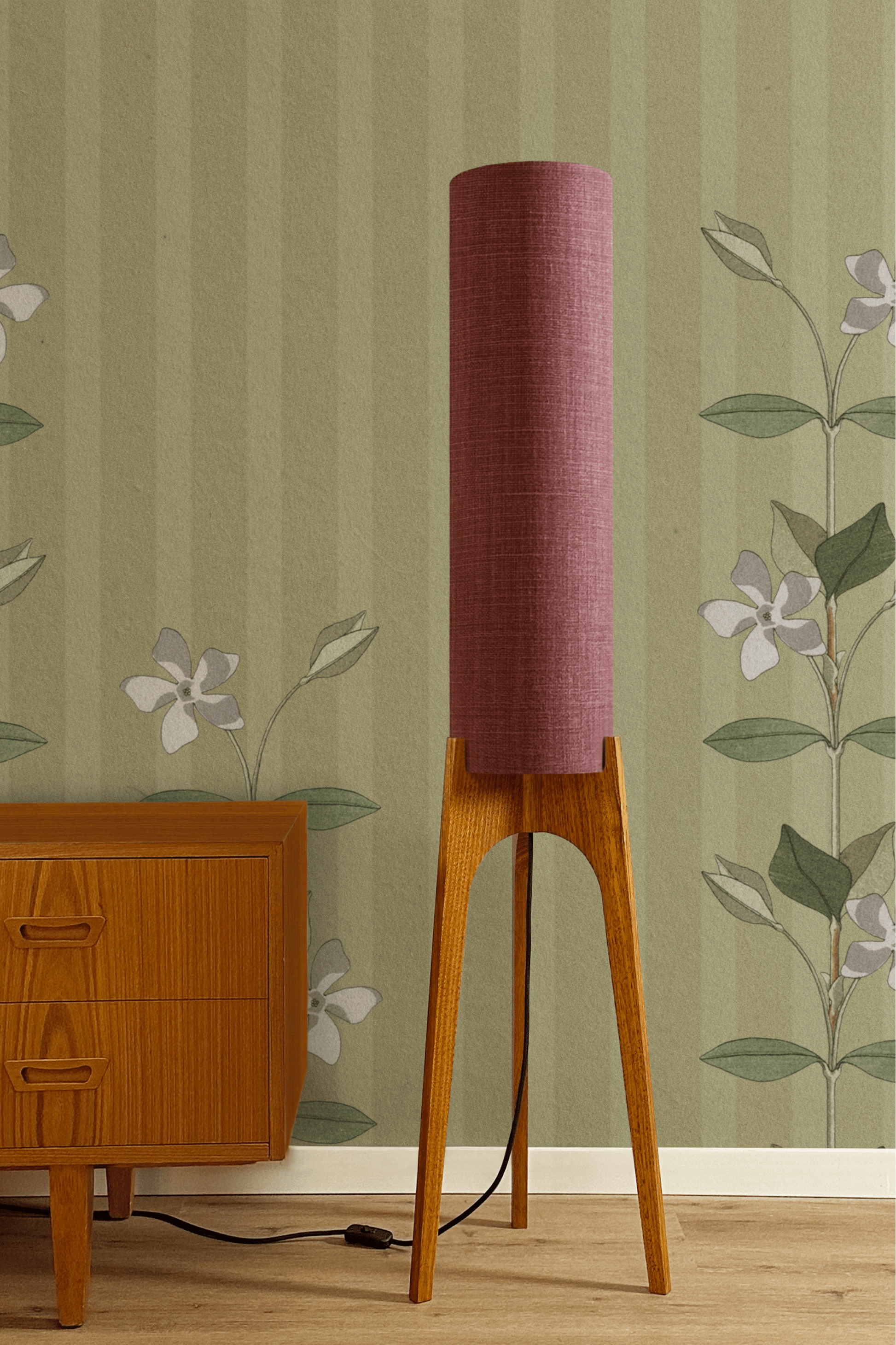 Berry - Premium Linen | Archie Rocket Floor Lamp - Mid - Century Modern inspired handmade Floor Lamp by Retro Duo.