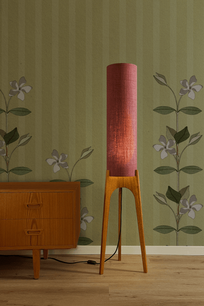 Berry - Premium Linen | Archie Rocket Floor Lamp - Mid - Century Modern inspired handmade Floor Lamp by Retro Duo.
