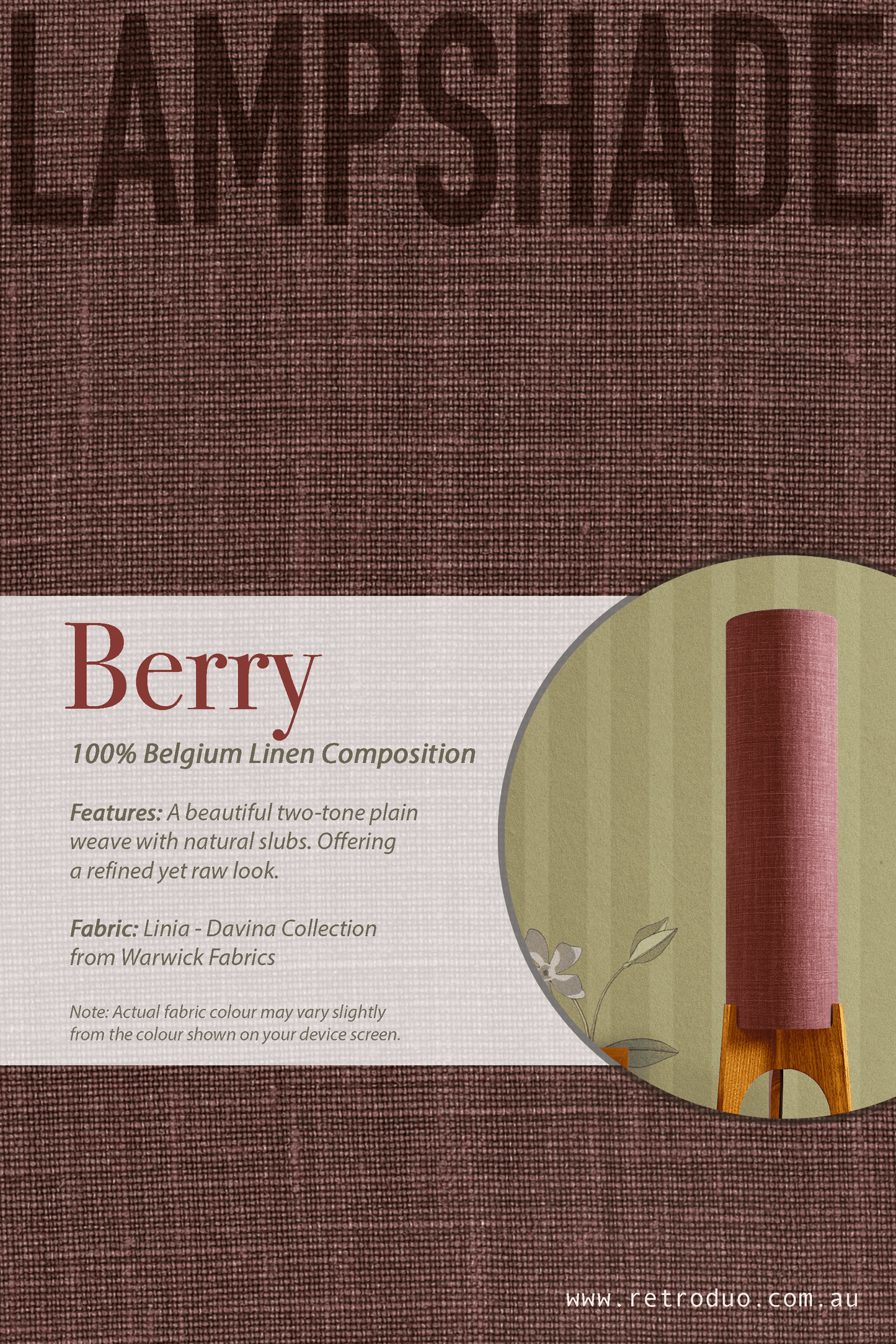 Berry - Premium Linen | Archie Rocket Floor Lamp - Mid - Century Modern inspired handmade Floor Lamp by Retro Duo.