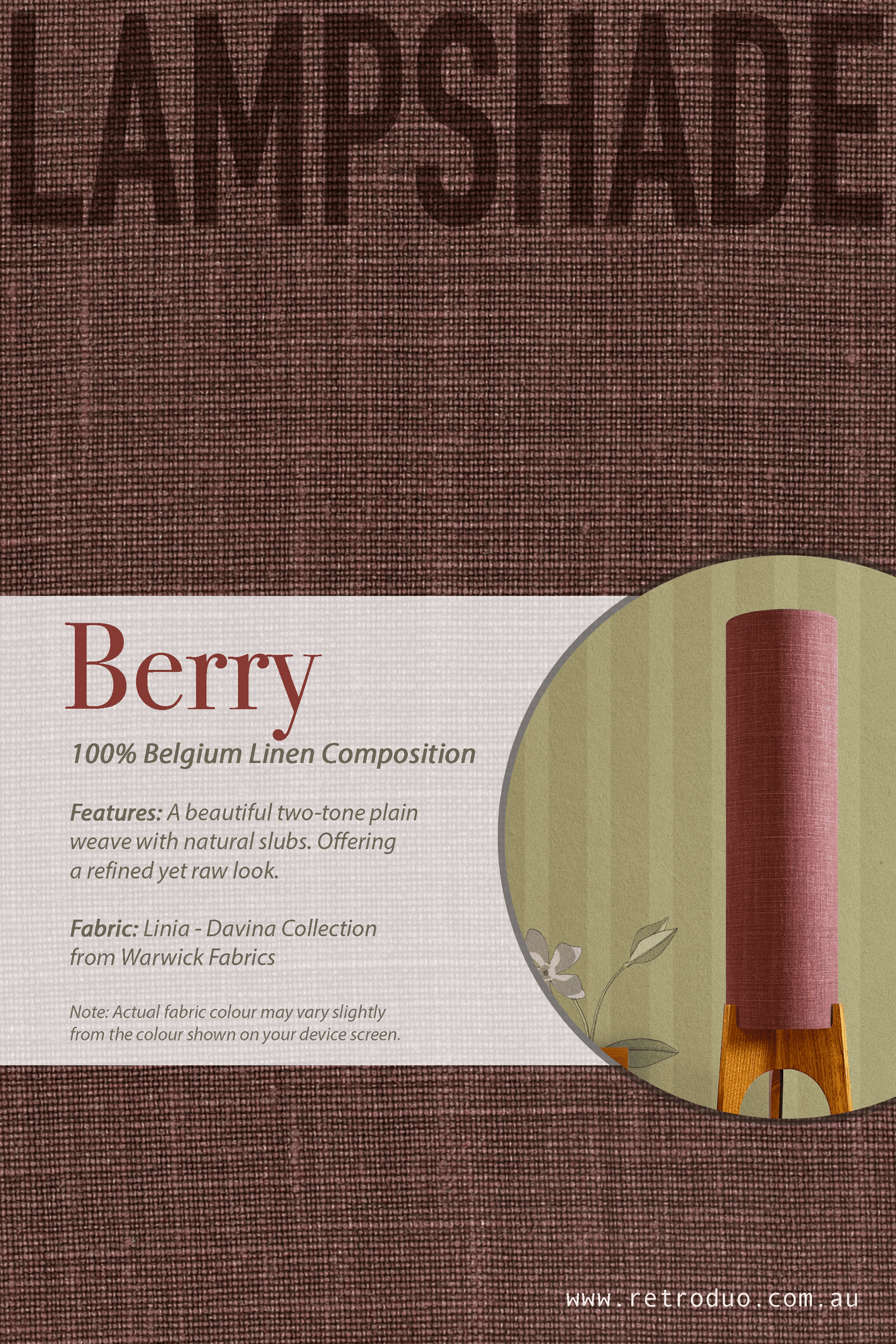 Berry - Premium Linen | Archie Rocket Floor Lamp - Mid - Century Modern inspired handmade Floor Lamp by Retro Duo.