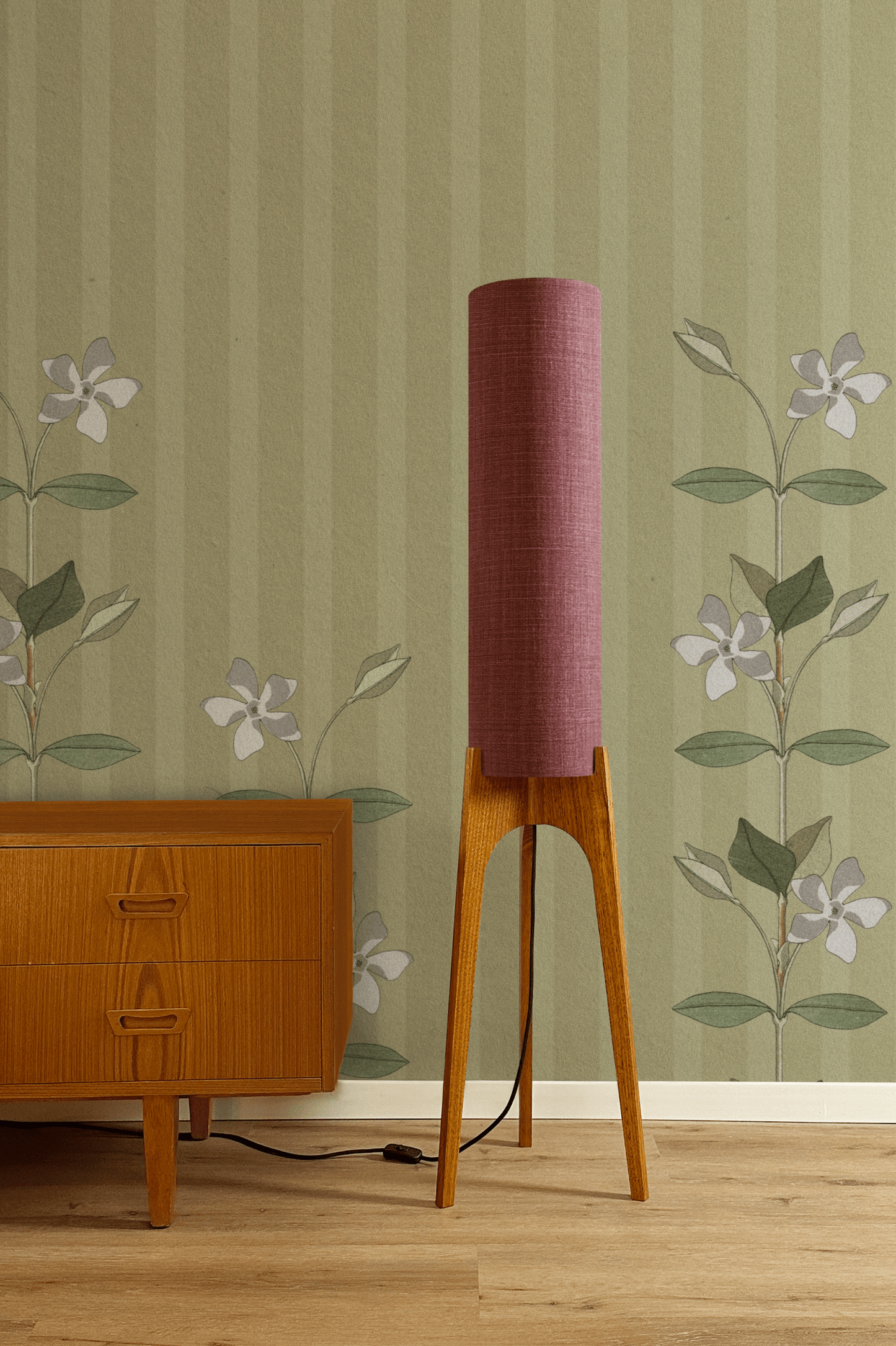 Berry - Premium Linen | Archie Rocket Floor Lamp - Mid - Century Modern inspired handmade Floor Lamp by Retro Duo.