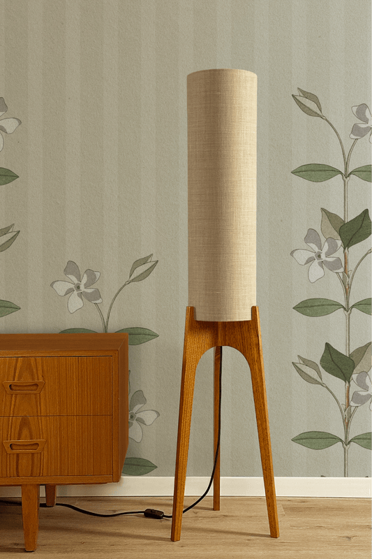 Birch - Premium Linen | Archie Rocket Floor Lamp - Mid - Century Modern inspired handmade Floor Lamp by Retro Duo.