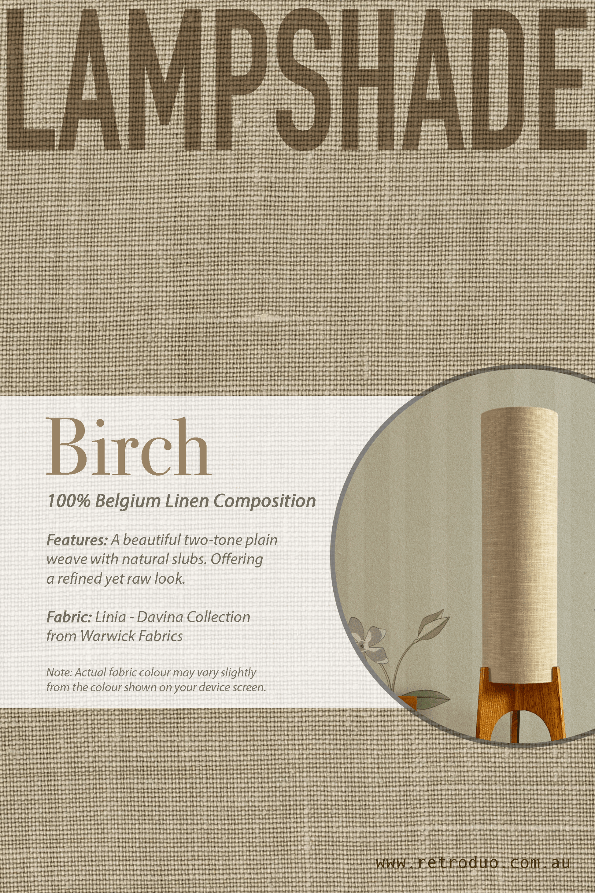 Birch - Premium Linen | Archie Rocket Floor Lamp - Mid - Century Modern inspired handmade Floor Lamp by Retro Duo.