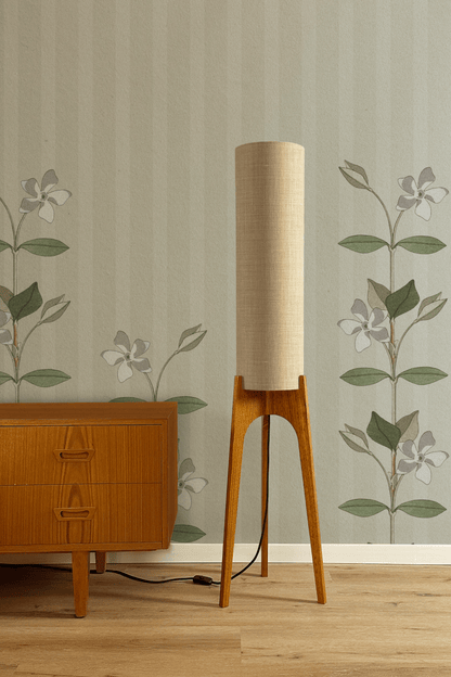 Birch - Premium Linen | Archie Rocket Floor Lamp - Mid - Century Modern inspired handmade Floor Lamp by Retro Duo.
