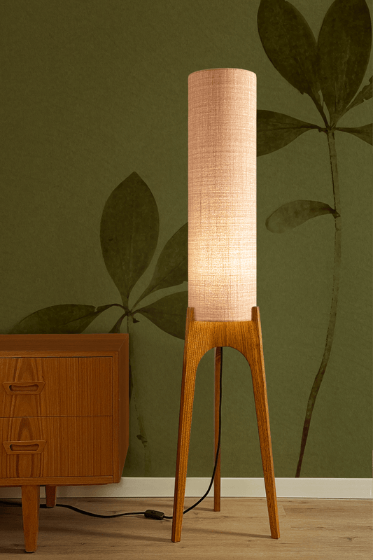 Blush - Recycled Fabric | Archie Rocket Floor Lamp - Mid - Century Modern inspired handmade Floor Lamp by Retro Duo.
