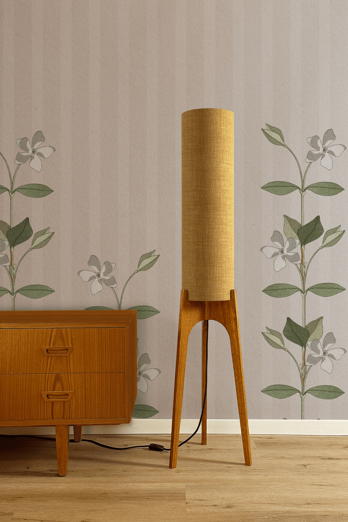 Camel - Premium Linen | Archie Rocket Floor Lamp - Mid - Century Modern inspired handmade Floor Lamp by Retro Duo.