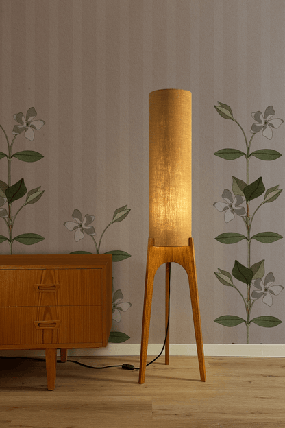 Camel - Premium Linen | Archie Rocket Floor Lamp - Mid - Century Modern inspired handmade Floor Lamp by Retro Duo.