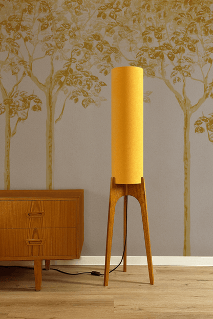 Canary - Recycled Fabric | Archie Rocket Floor Lamp - Mid - Century Modern inspired handmade Floor Lamp by Retro Duo.