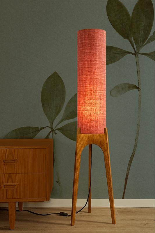 Chili - Recycled Fabric | Archie Rocket Floor Lamp - Mid - Century Modern inspired handmade Floor Lamp by Retro Duo.