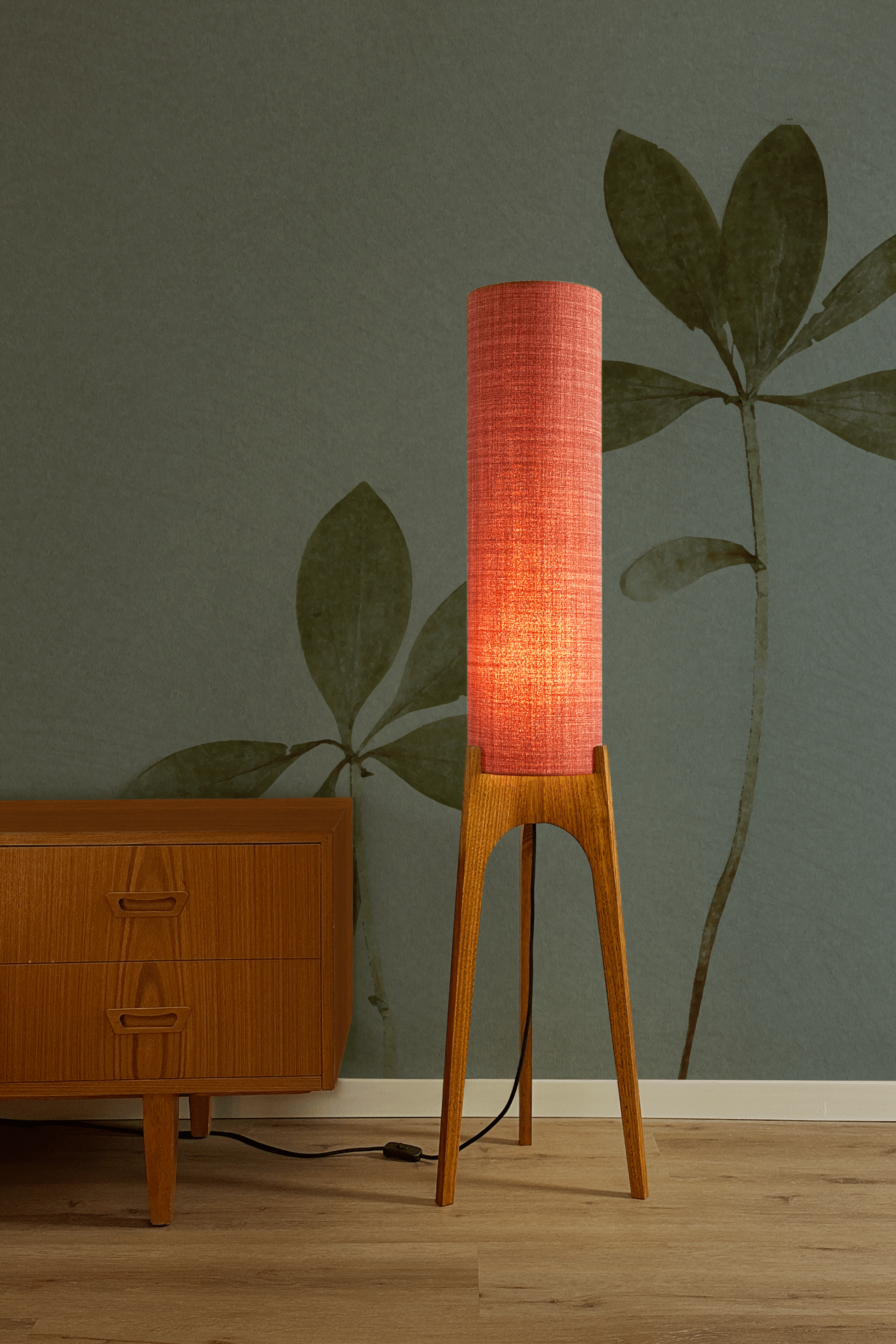 Chili - Recycled Fabric | Archie Rocket Floor Lamp - Mid - Century Modern inspired handmade Floor Lamp by Retro Duo.