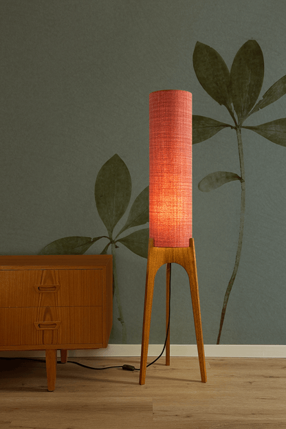 Chili - Recycled Fabric | Archie Rocket Floor Lamp - Mid - Century Modern inspired handmade Floor Lamp by Retro Duo.