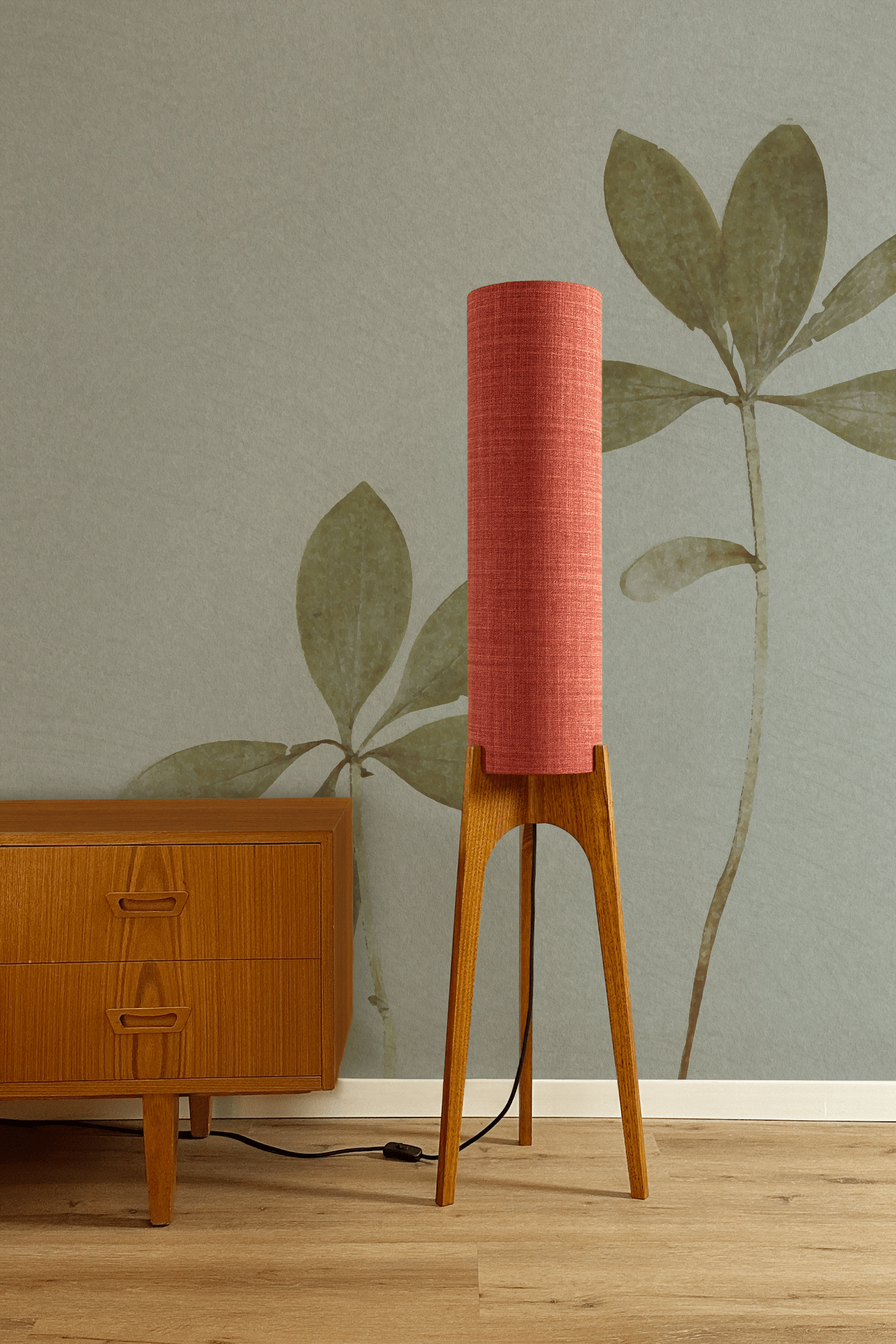 Chili - Recycled Fabric | Archie Rocket Floor Lamp - Mid - Century Modern inspired handmade Floor Lamp by Retro Duo.