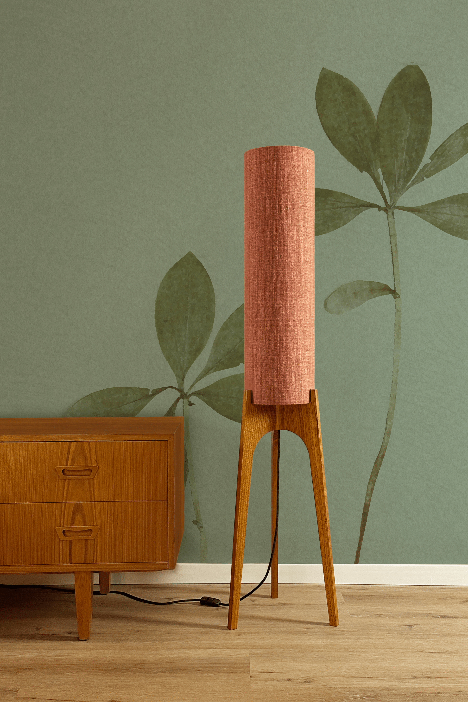 Clay - Recycled Fabric | Archie Rocket Floor Lamp - Mid - Century Modern inspired handmade Floor Lamp by Retro Duo.