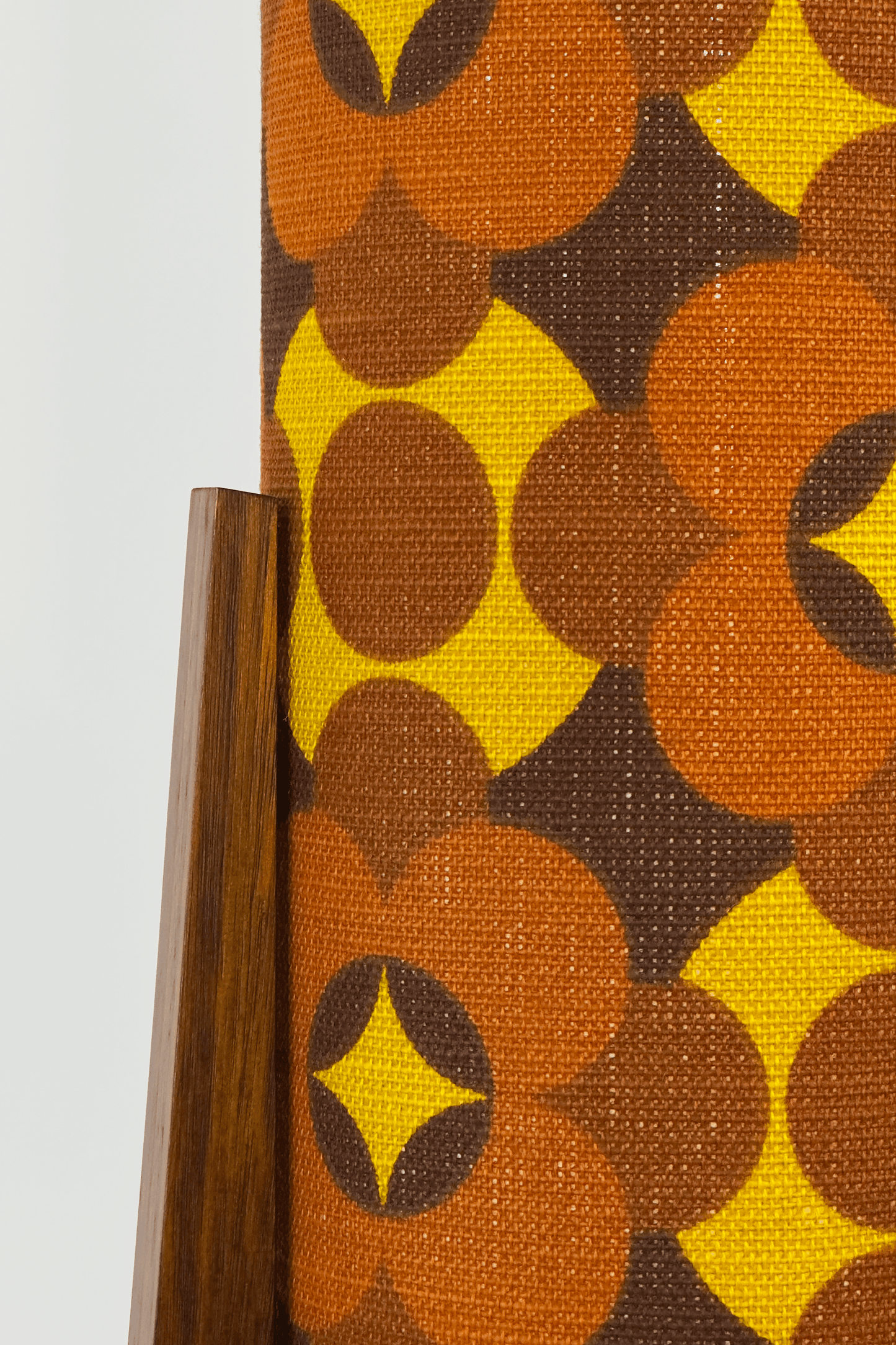Coco - Archie Rocket Table lamp with a vintage geometric patterned fabric shade and wooden base
