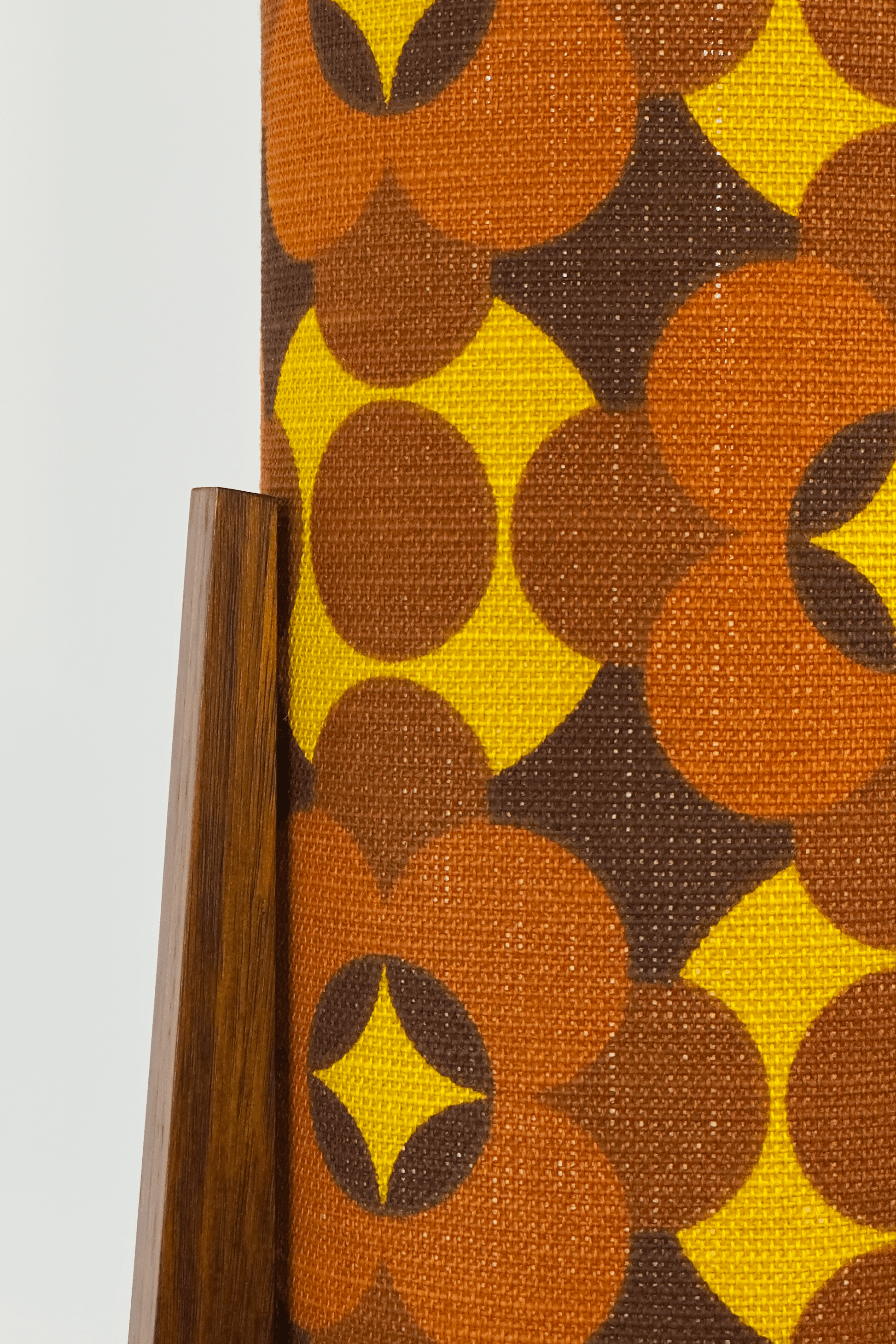 Coco - Archie Rocket Table lamp with a vintage geometric patterned fabric shade and wooden base