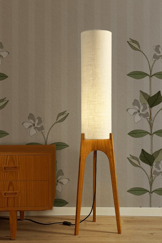Cotton - Premium Linen | Archie Rocket Floor Lamp - Mid - Century Modern inspired handmade Floor Lamp by Retro Duo.
