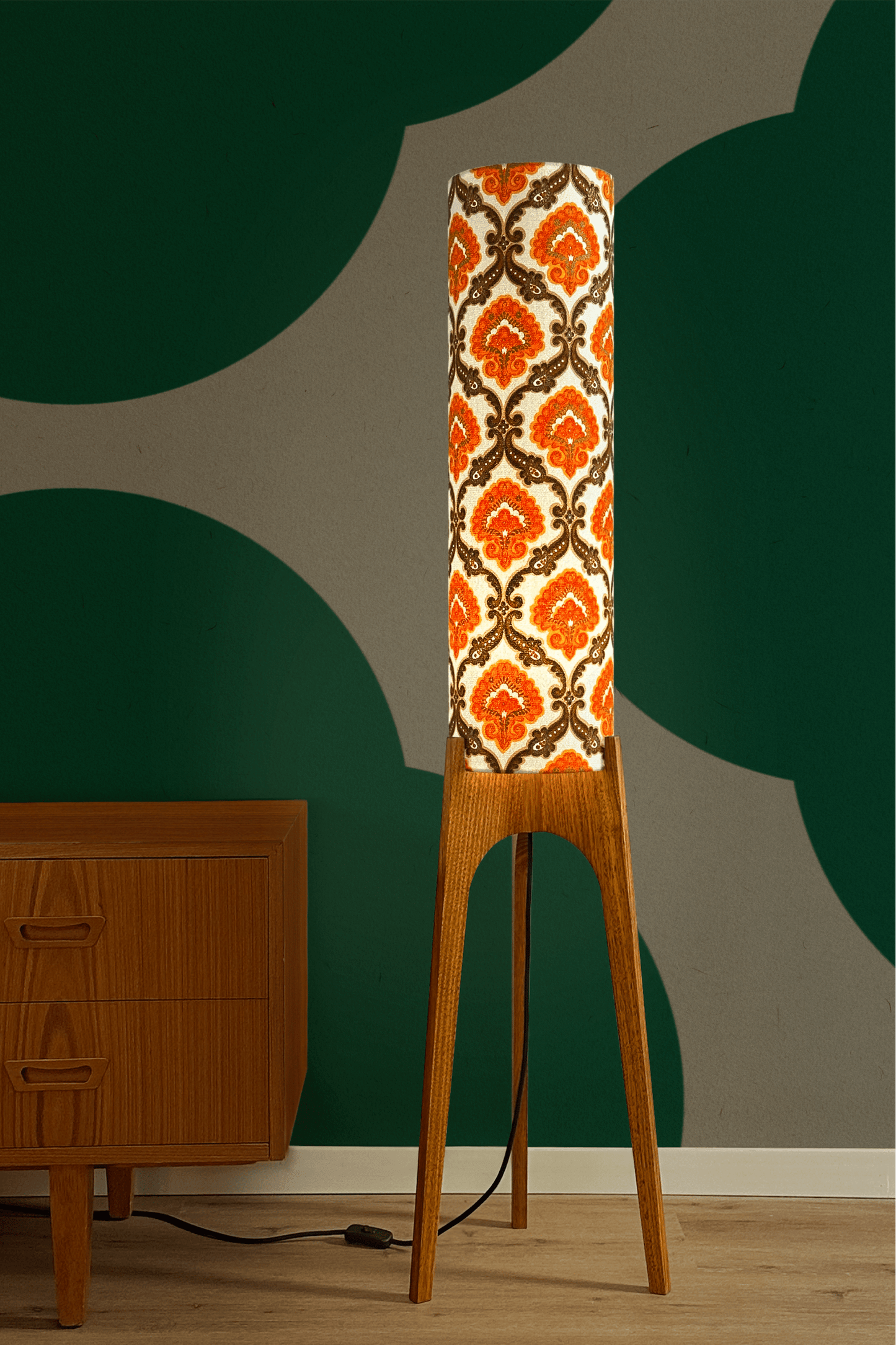 Donna - Vintage Fabric | Archie Rocket Floor Lamp - Mid - Century Modern inspired handmade Floor Lamp by Retro Duo.