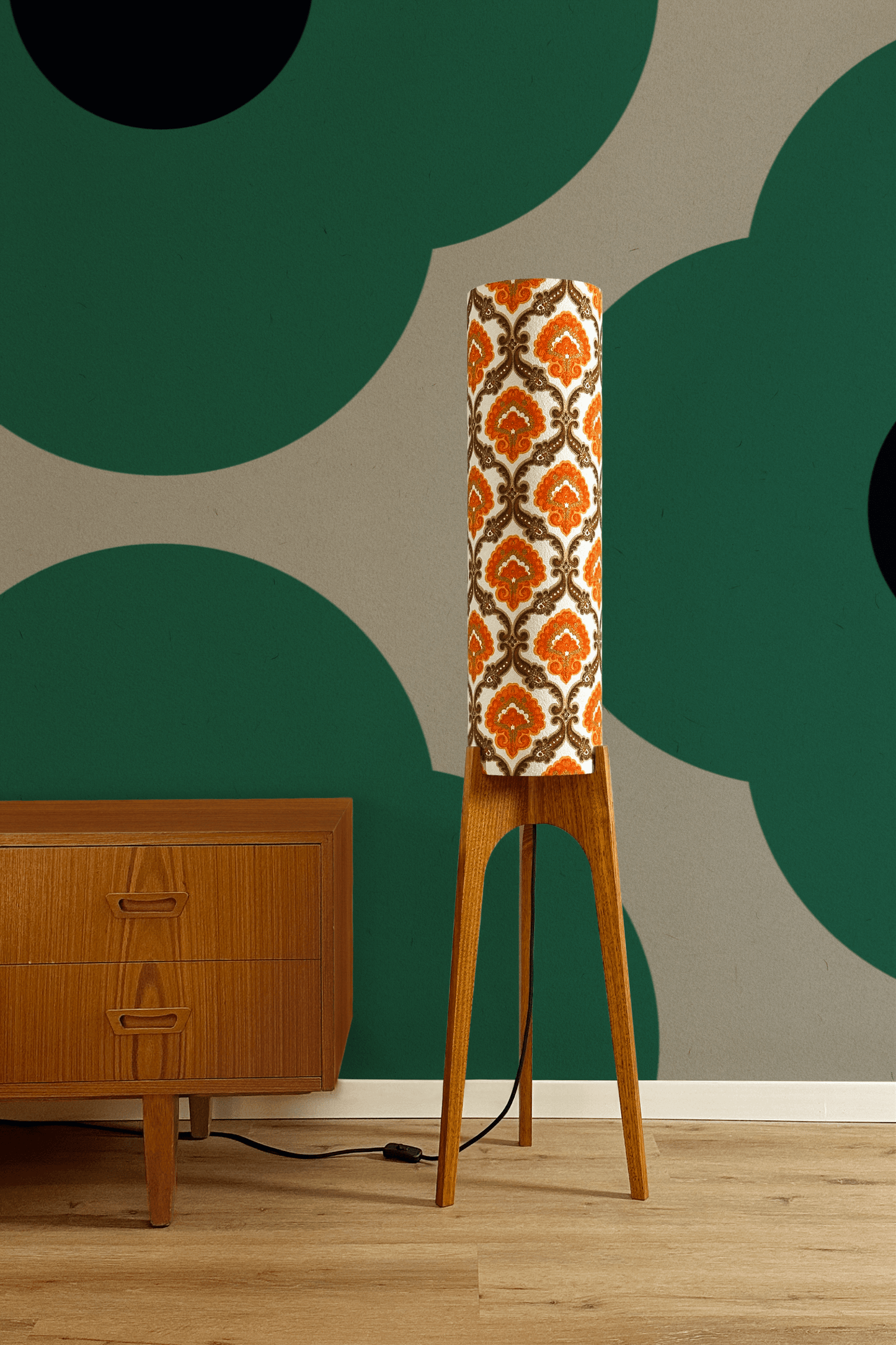 Donna - Vintage Fabric | Archie Rocket Floor Lamp - Mid - Century Modern inspired handmade Floor Lamp by Retro Duo.