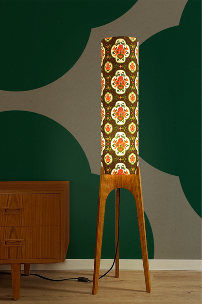 Eleanor - Vintage Fabric | Archie Rocket Floor Lamp - Mid - Century Modern inspired handmade Floor Lamp by Retro Duo.