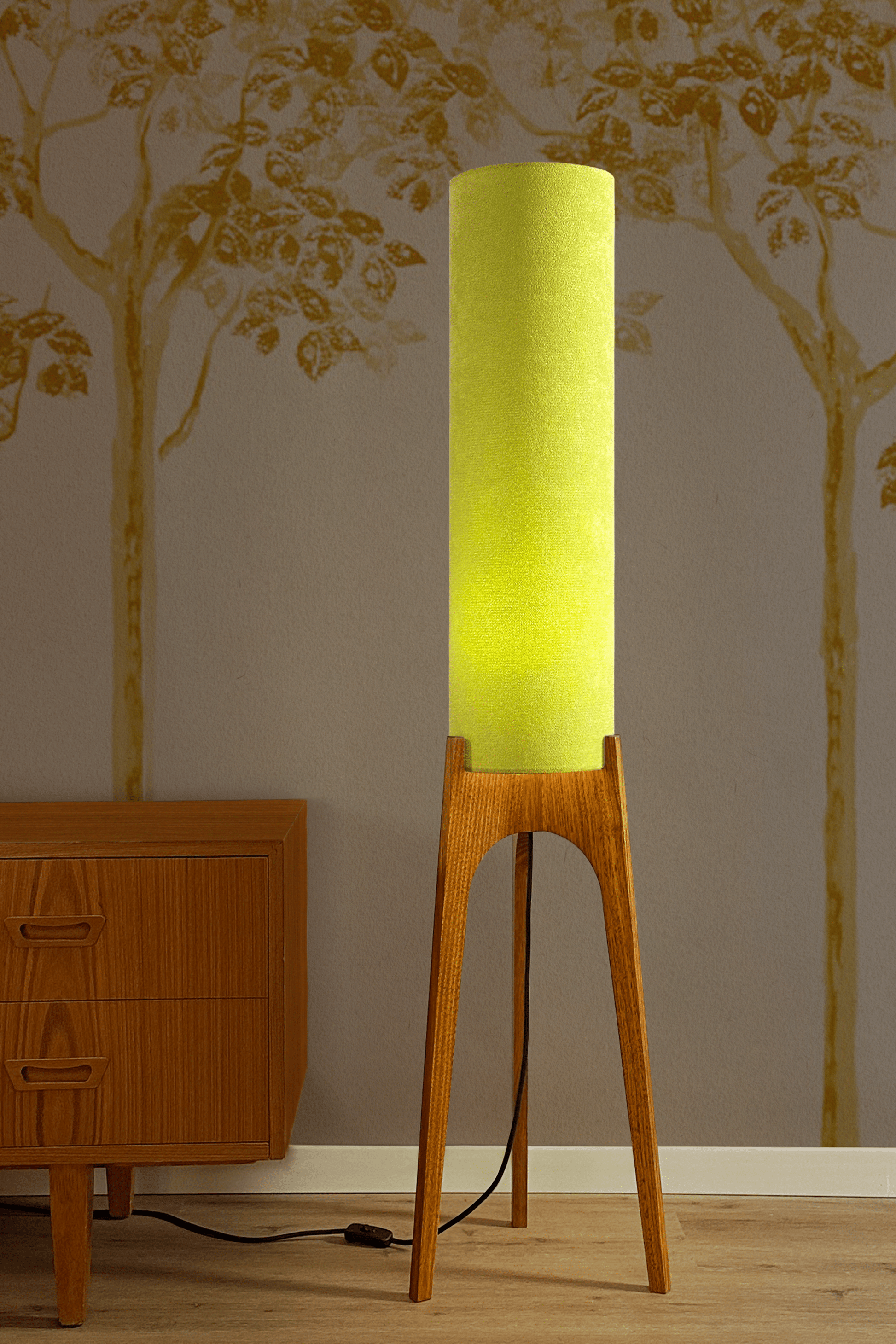Grass - Recycled Fabric | Archie Rocket Floor Lamp - Mid - Century Modern inspired handmade Floor Lamp by Retro Duo.