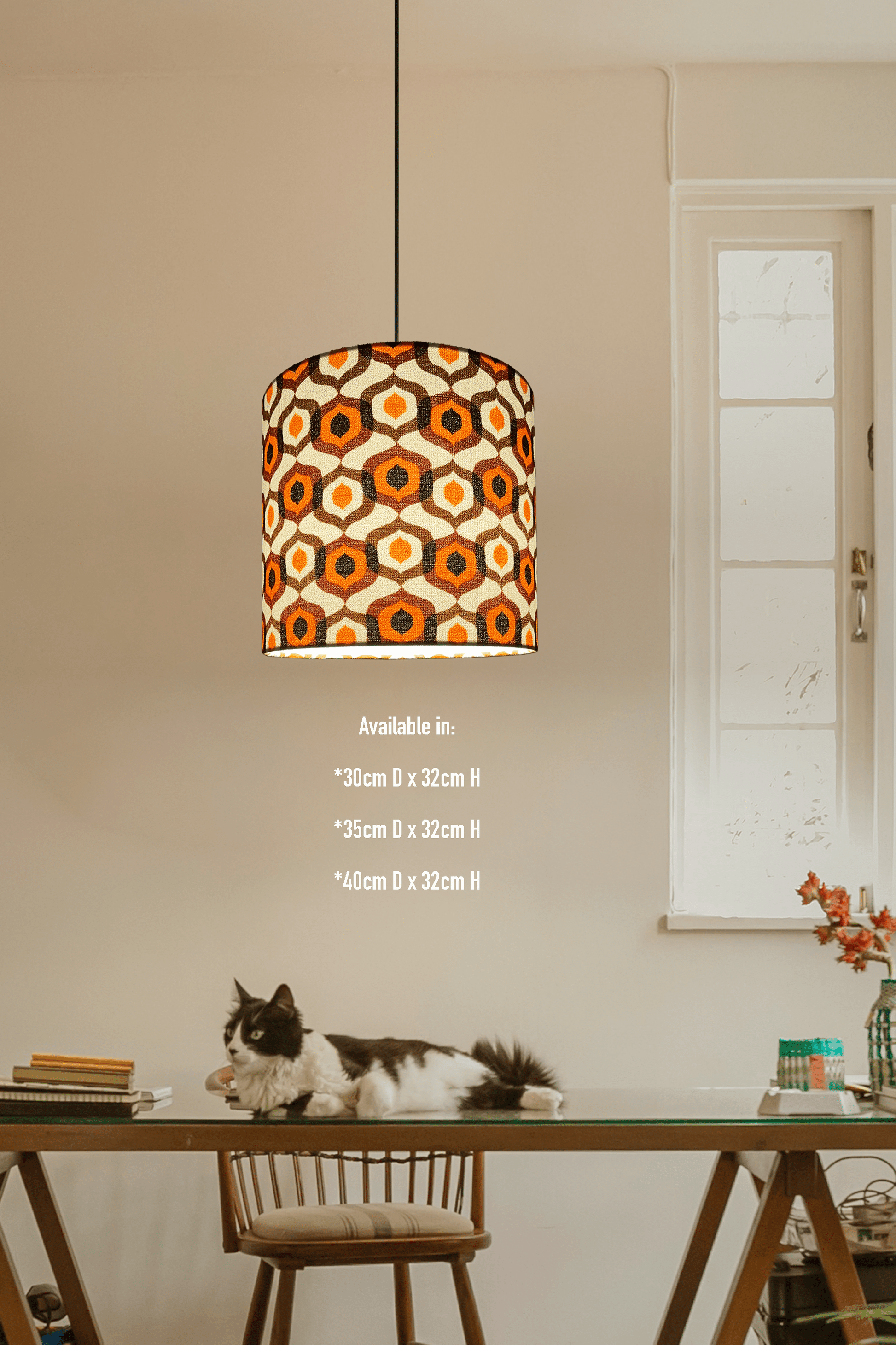 Honeycomb Caramel - Handmade Lampshade | Vintage Fabric Collection