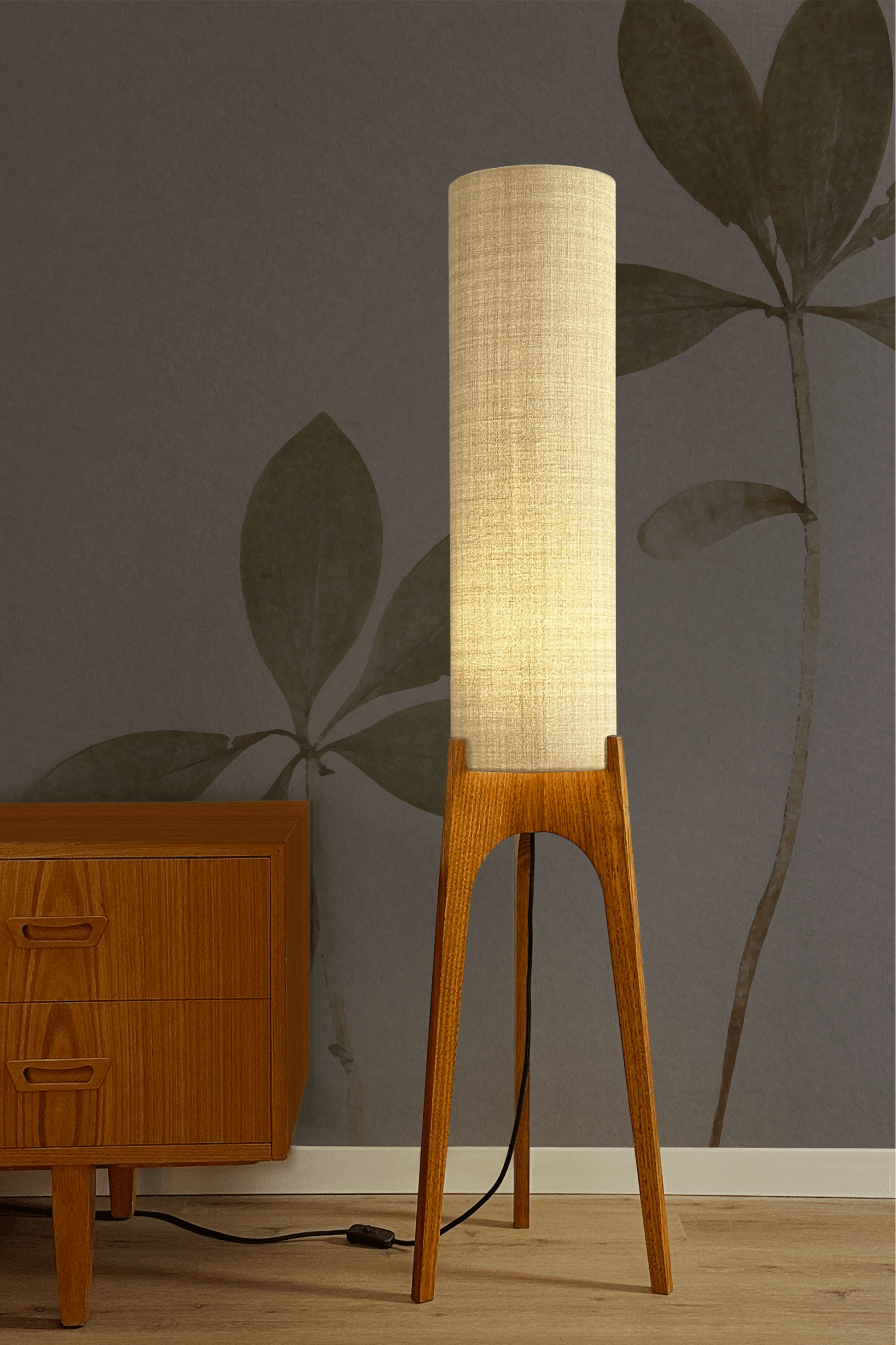 Ivory - Recycled Fabric | Archie Rocket Floor Lamp - Mid - Century Modern inspired handmade Floor Lamp by Retro Duo.