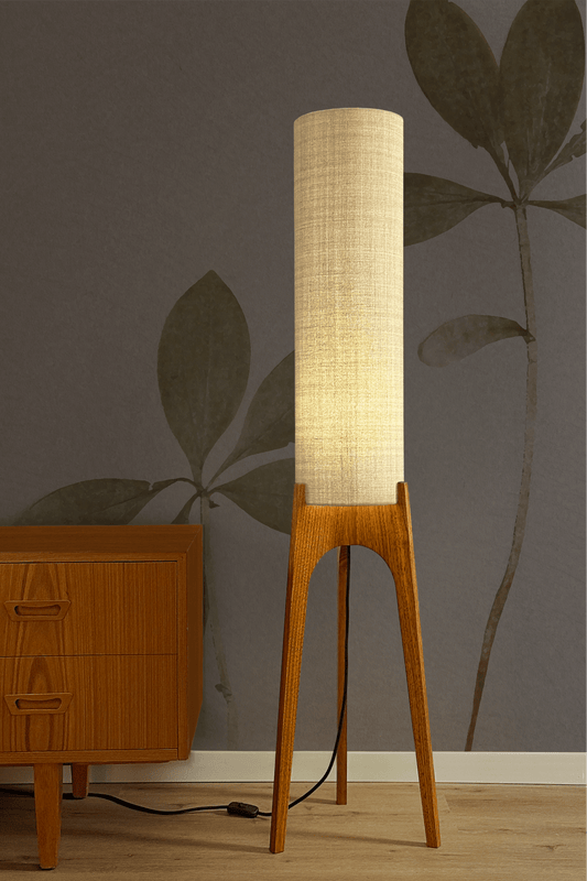 Ivory - Recycled Fabric | Archie Rocket Floor Lamp - Mid - Century Modern inspired handmade Floor Lamp by Retro Duo.