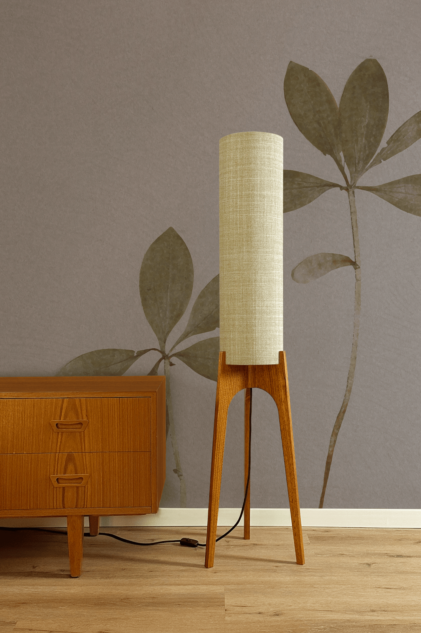 Ivory - Recycled Fabric | Archie Rocket Floor Lamp - Mid - Century Modern inspired handmade Floor Lamp by Retro Duo.