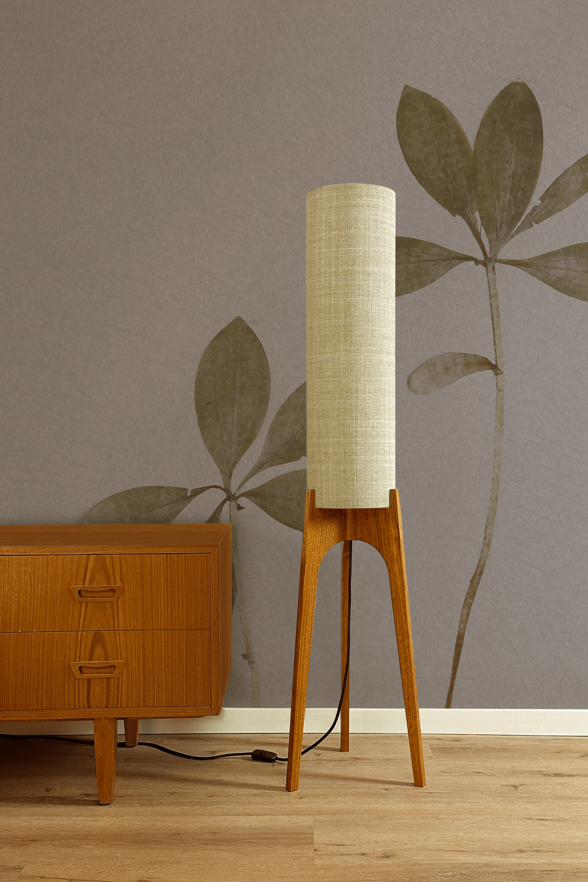 Ivory - Recycled Fabric | Archie Rocket Floor Lamp - Mid - Century Modern inspired handmade Floor Lamp by Retro Duo.
