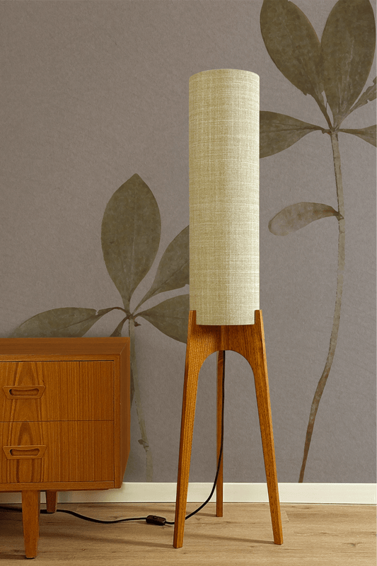 Ivory - Recycled Fabric | Archie Rocket Floor Lamp - Mid - Century Modern inspired handmade Floor Lamp by Retro Duo.