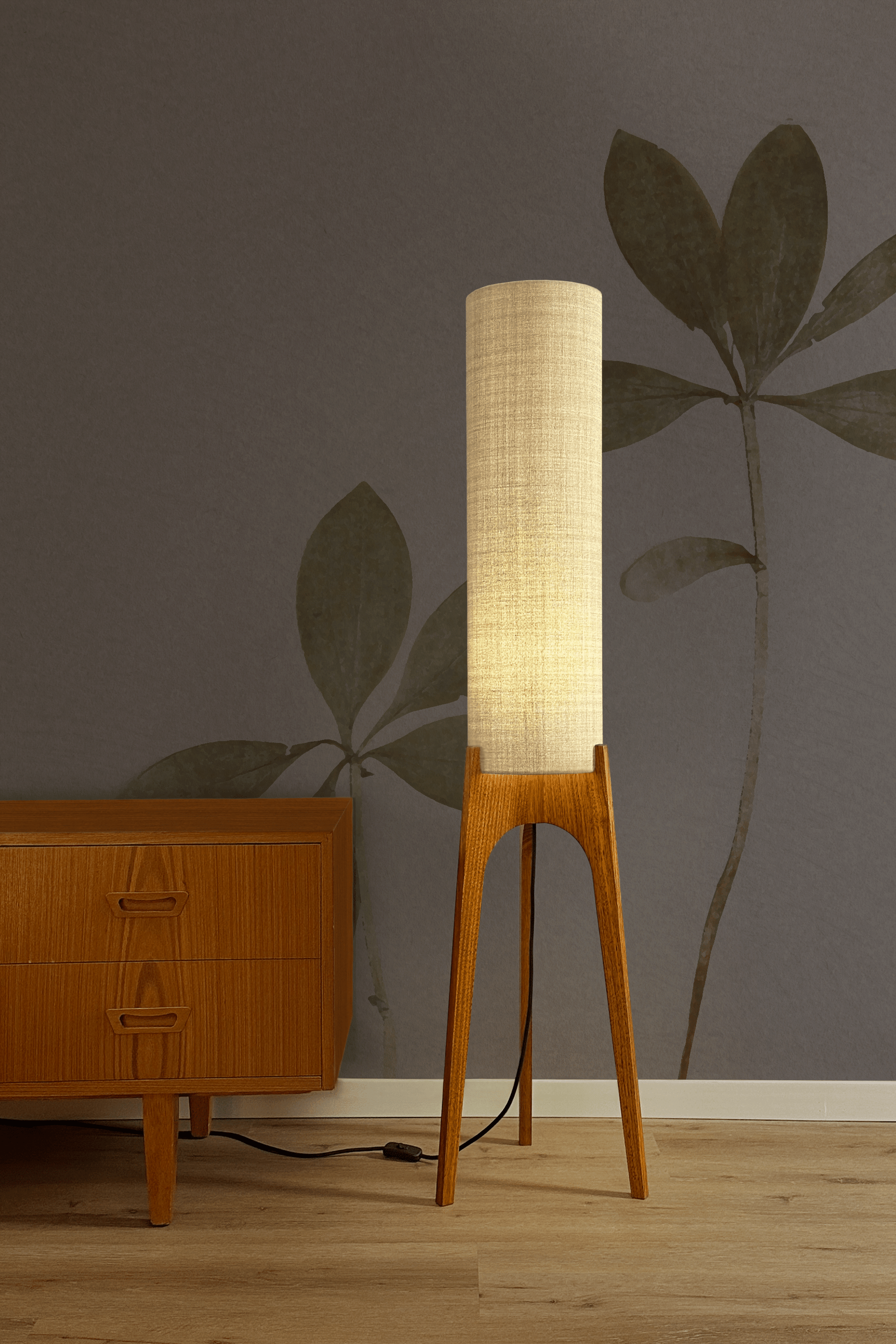 Ivory - Recycled Fabric | Archie Rocket Floor Lamp - Mid - Century Modern inspired handmade Floor Lamp by Retro Duo.