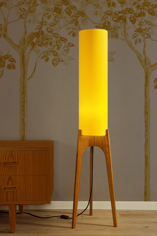 Lemon - Recycled Fabric | Archie Rocket Floor Lamp - Mid - Century Modern inspired handmade Floor Lamp by Retro Duo.