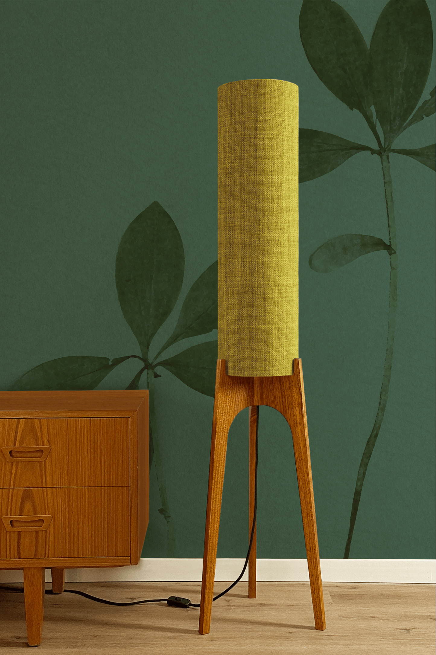 Lemongrass - Recycled Fabric | Archie Rocket Floor Lamp - Mid - Century Modern inspired handmade Floor Lamp by Retro Duo.