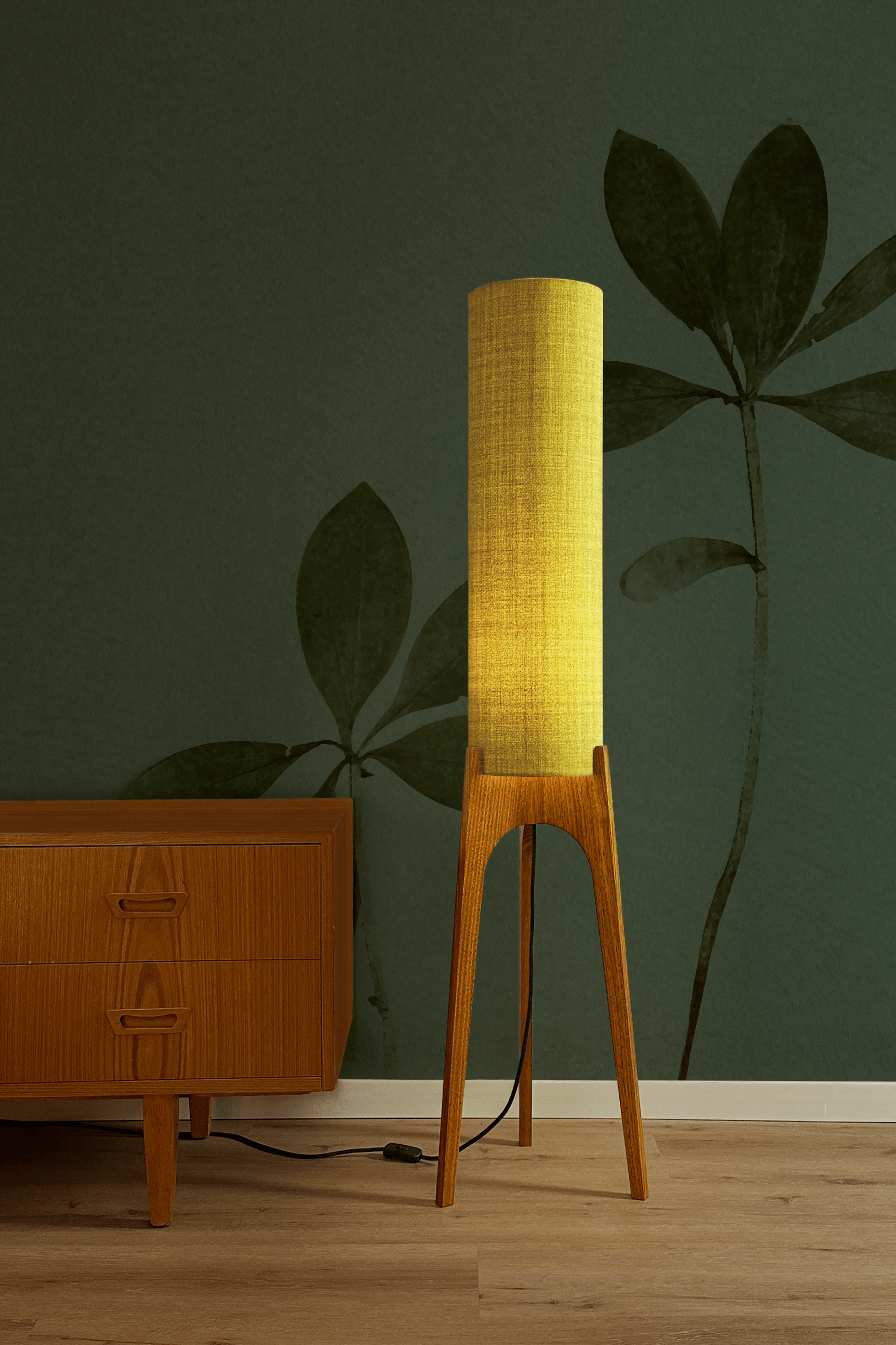 Lemongrass - Recycled Fabric | Archie Rocket Floor Lamp - Mid - Century Modern inspired handmade Floor Lamp by Retro Duo.