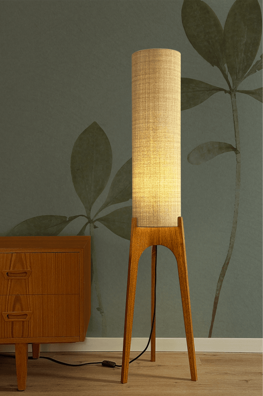Linen - Recycled Fabric | Archie Rocket Floor Lamp - Mid - Century Modern inspired handmade Floor Lamp by Retro Duo.