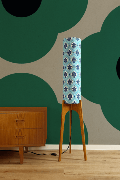 Maya - Vintage Fabric | Archie Rocket Floor Lamp - Mid - Century Modern inspired handmade Floor Lamp by Retro Duo.