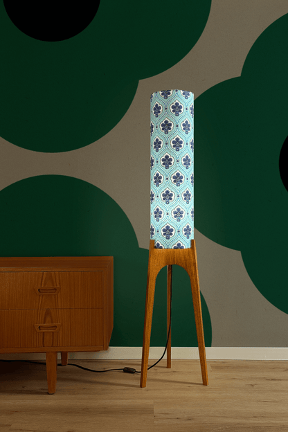Maya - Vintage Fabric | Archie Rocket Floor Lamp - Mid - Century Modern inspired handmade Floor Lamp by Retro Duo.