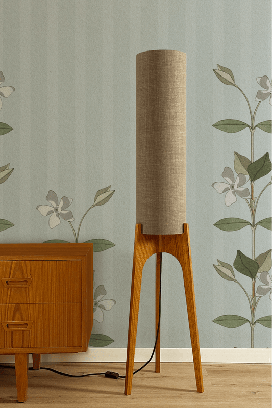 Mocha - Premium Linen | Archie Rocket Floor Lamp - Mid - Century Modern inspired handmade Floor Lamp by Retro Duo.