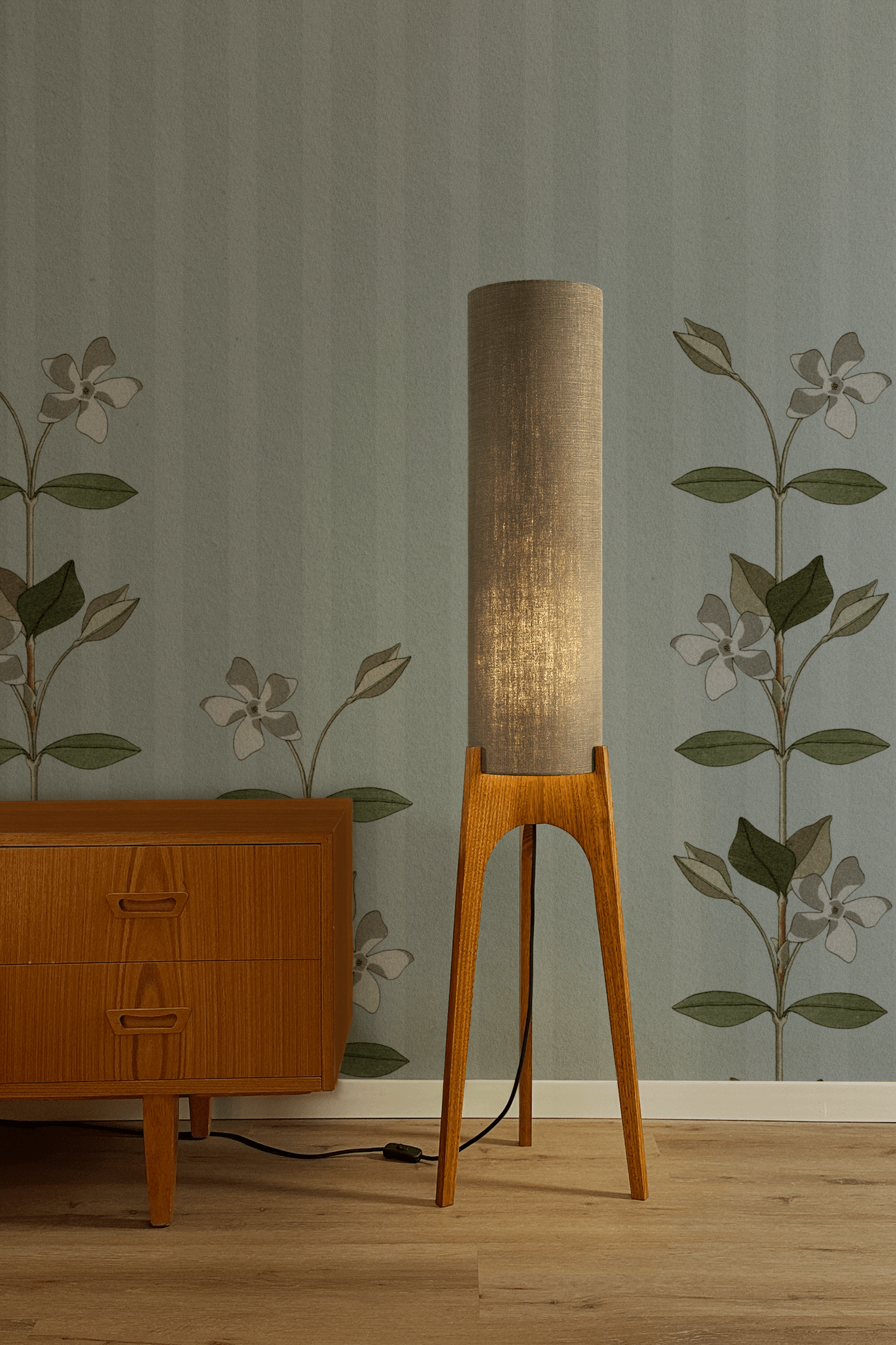 Mocha - Premium Linen | Archie Rocket Floor Lamp - Mid - Century Modern inspired handmade Floor Lamp by Retro Duo.