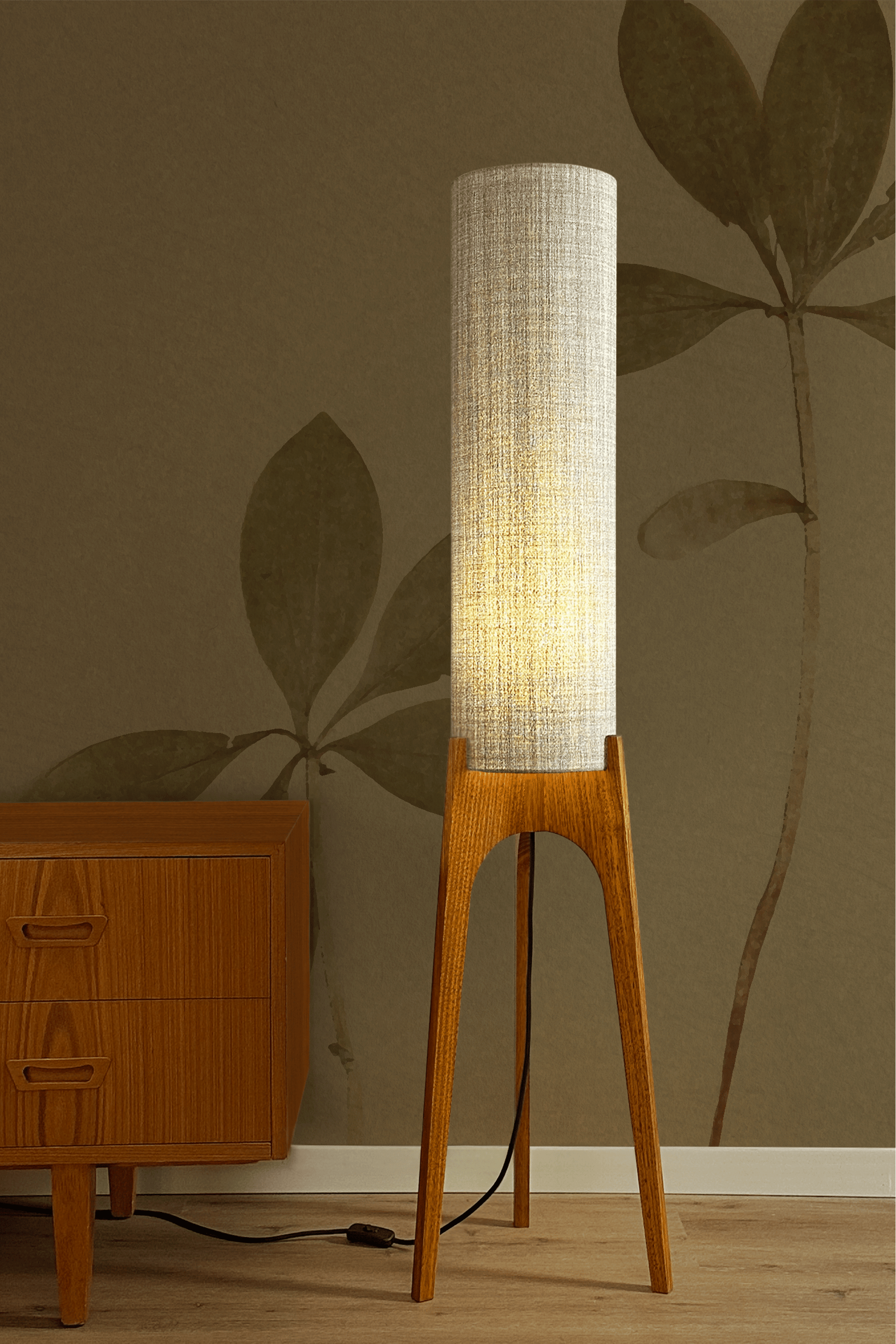 Natural - Recycled Fabric | Archie Rocket Floor Lamp - Mid - Century Modern inspired handmade Floor Lamp by Retro Duo.