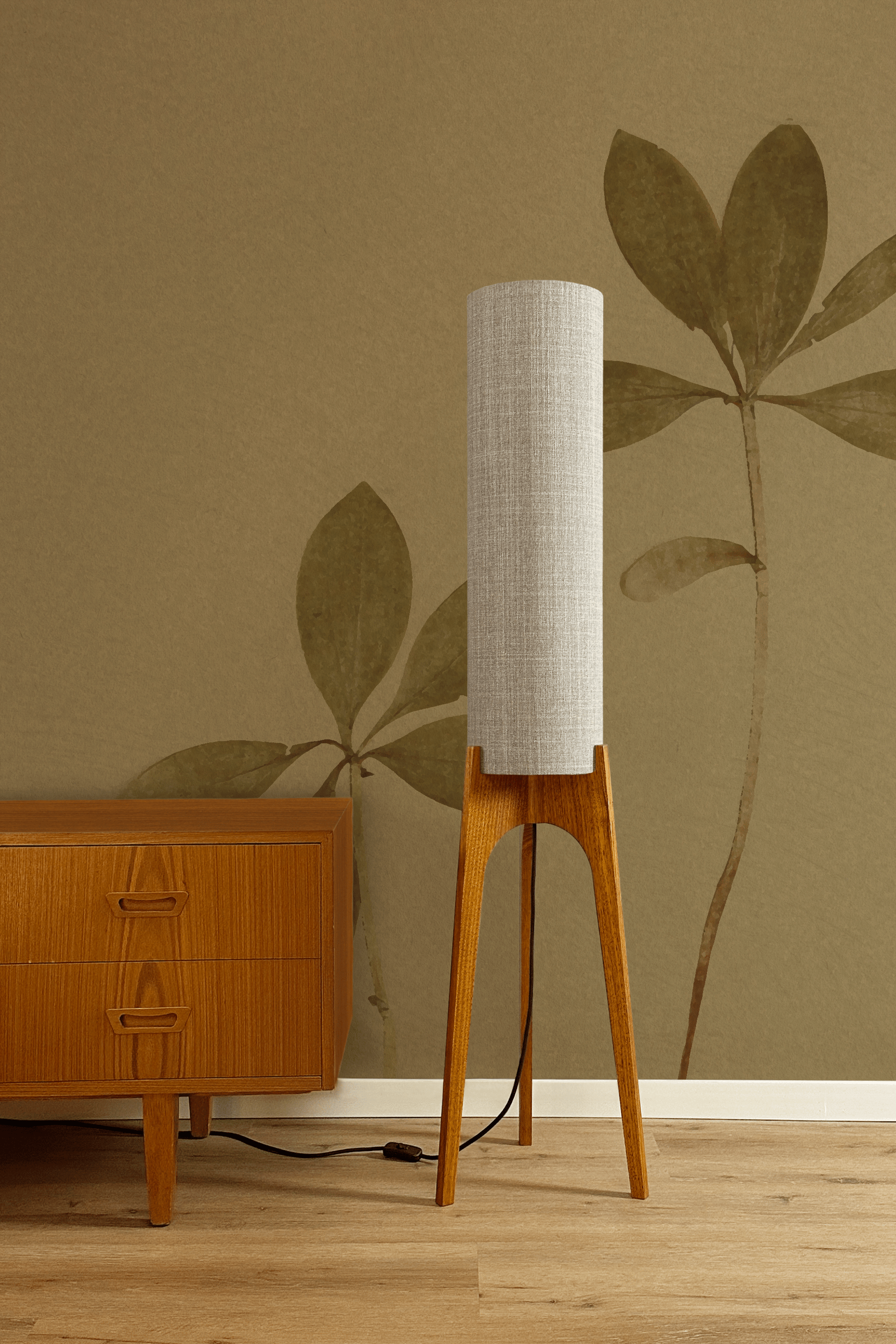 Natural - Recycled Fabric | Archie Rocket Floor Lamp - Mid - Century Modern inspired handmade Floor Lamp by Retro Duo.