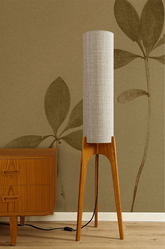 Natural - Recycled Fabric | Archie Rocket Floor Lamp - Mid - Century Modern inspired handmade Floor Lamp by Retro Duo.